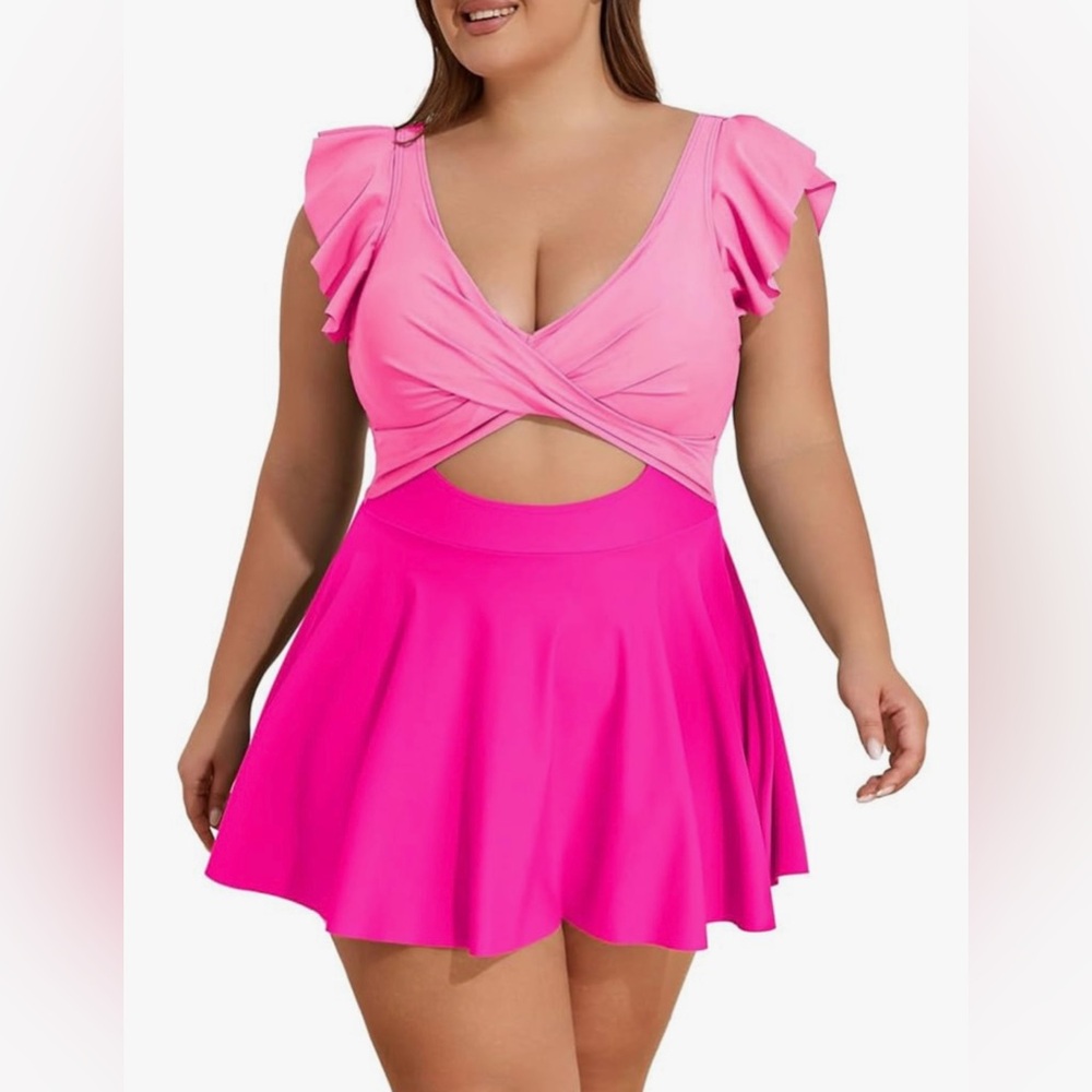 Pink Ruffle Sleeve Dress